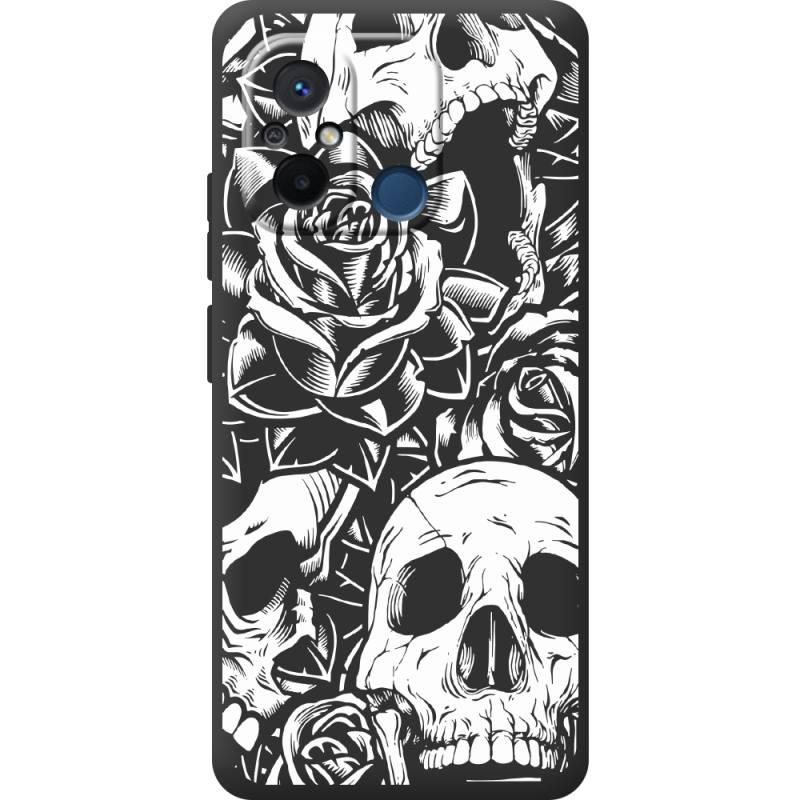 Черный чехол BoxFace Xiaomi Redmi 12C Skull and Roses