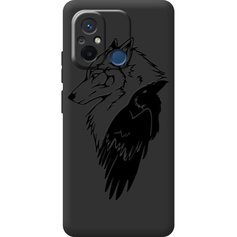 Черный чехол BoxFace Xiaomi Redmi 12C Wolf and Raven