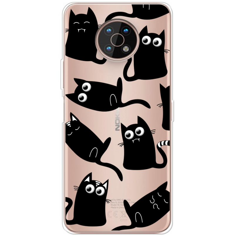 Прозрачный чехол BoxFace Nokia G50 с 3D-глазками Black Kitty