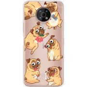 Прозрачный чехол BoxFace Nokia G50 с 3D-глазками Pug