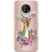 Чехол со стразами Nokia G50 Deer with flowers