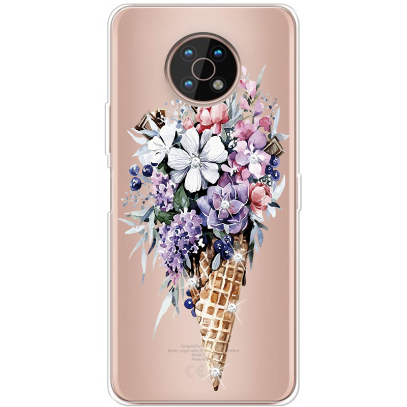 Чехол со стразами Nokia G50 Ice Cream Flowers