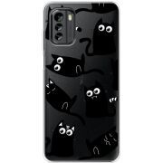 Прозрачный чехол BoxFace Nokia G60 с 3D-глазками Black Kitty