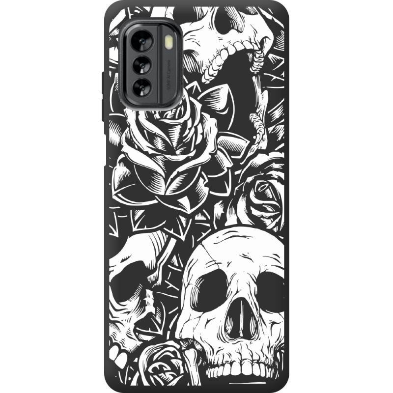 Черный чехол BoxFace Nokia G60 Skull and Roses