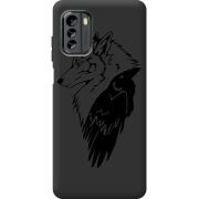 Черный чехол BoxFace Nokia G60 Wolf and Raven