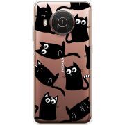 Прозрачный чехол BoxFace Nokia X10 с 3D-глазками Black Kitty