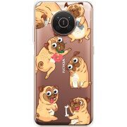 Прозрачный чехол BoxFace Nokia X10 с 3D-глазками Pug