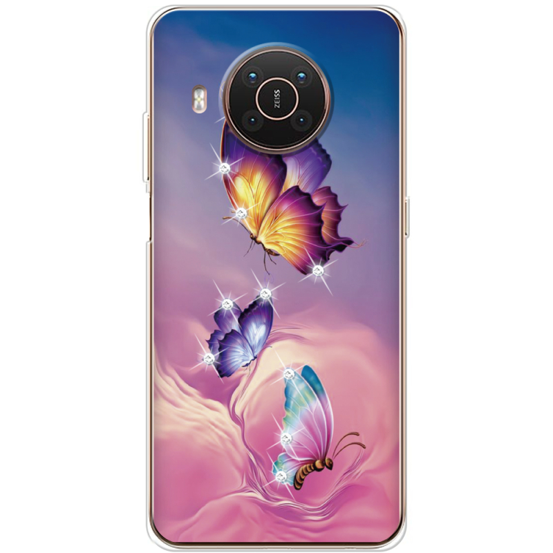 Чехол со стразами Nokia X10 Butterflies