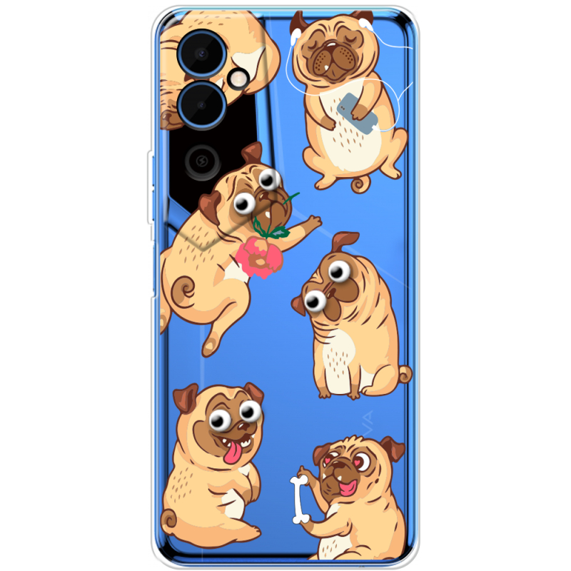 Прозрачный чехол BoxFace Tecno POVA Neo 2 с 3D-глазками Pug