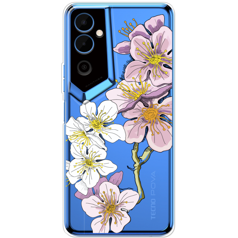 Прозрачный чехол BoxFace Tecno POVA Neo 2 Cherry Blossom