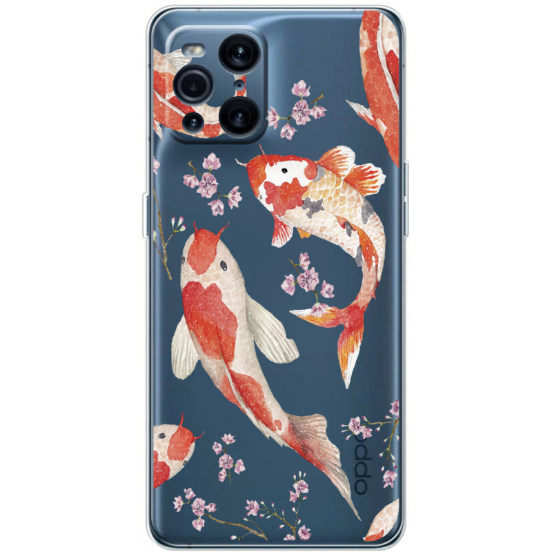 Прозрачный чехол BoxFace OPPO Find X3 Pro Japanese Koi Fish