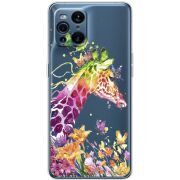 Прозрачный чехол BoxFace OPPO Find X3 Pro Colorful Giraffe