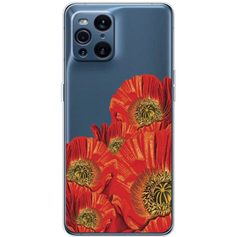 Прозрачный чехол BoxFace OPPO Find X3 Pro Red Poppies