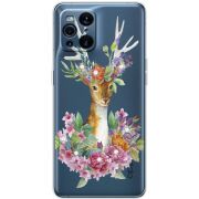 Чехол со стразами OPPO Find X3 Pro Deer with flowers