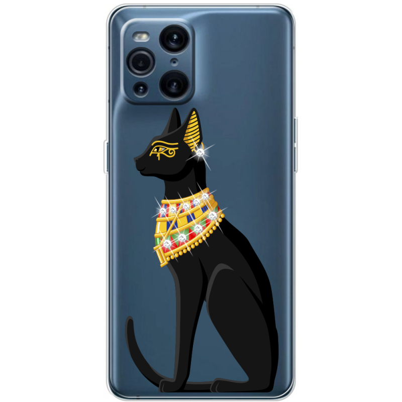 Чехол со стразами OPPO Find X3 Pro Egipet Cat