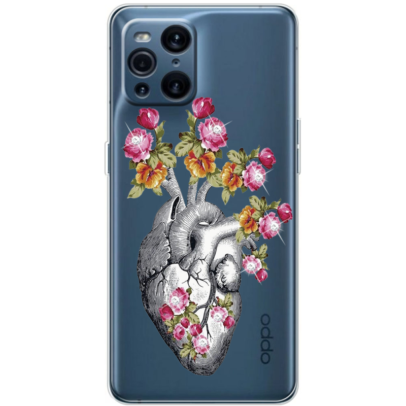 Чехол со стразами OPPO Find X3 Pro Heart