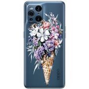 Чехол со стразами OPPO Find X3 Pro Ice Cream Flowers