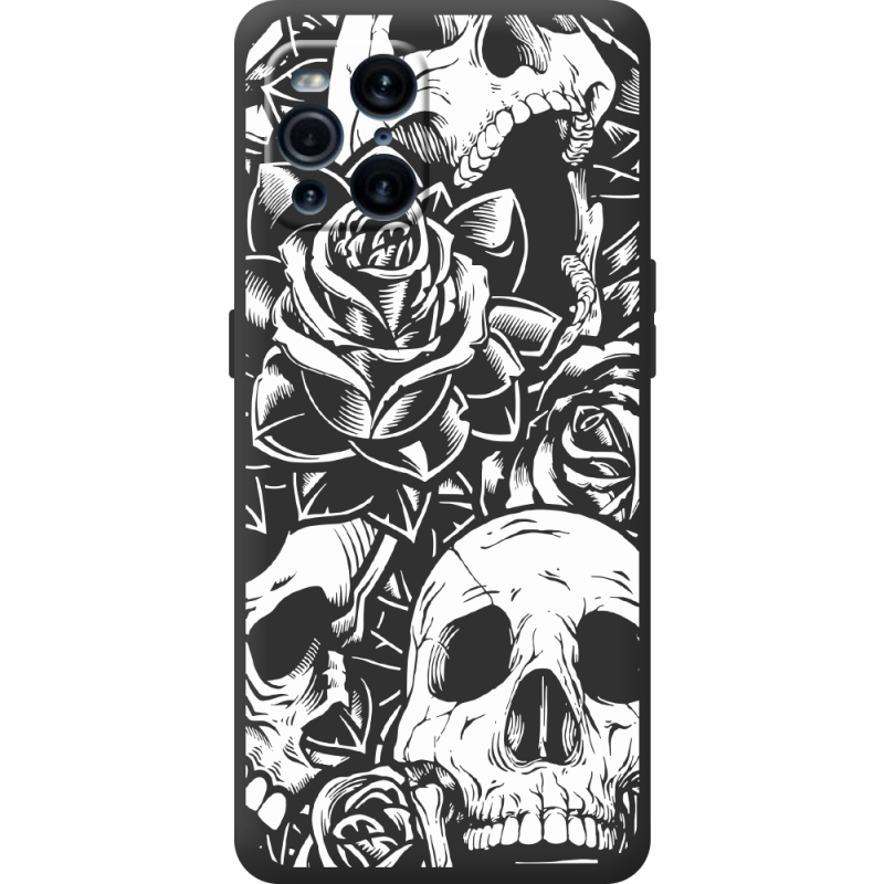 Черный чехол BoxFace OPPO Find X3 Pro Skull and Roses