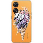 Чехол со стразами OPPO Reno 8T 4G Ice Cream Flowers