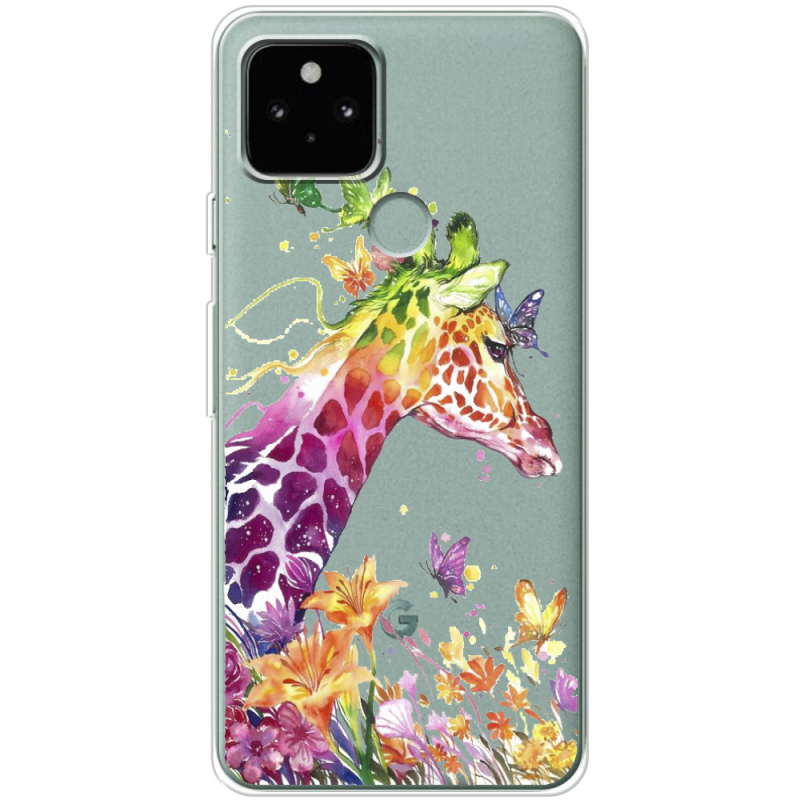 Прозрачный чехол BoxFace Google Pixel 5A Colorful Giraffe