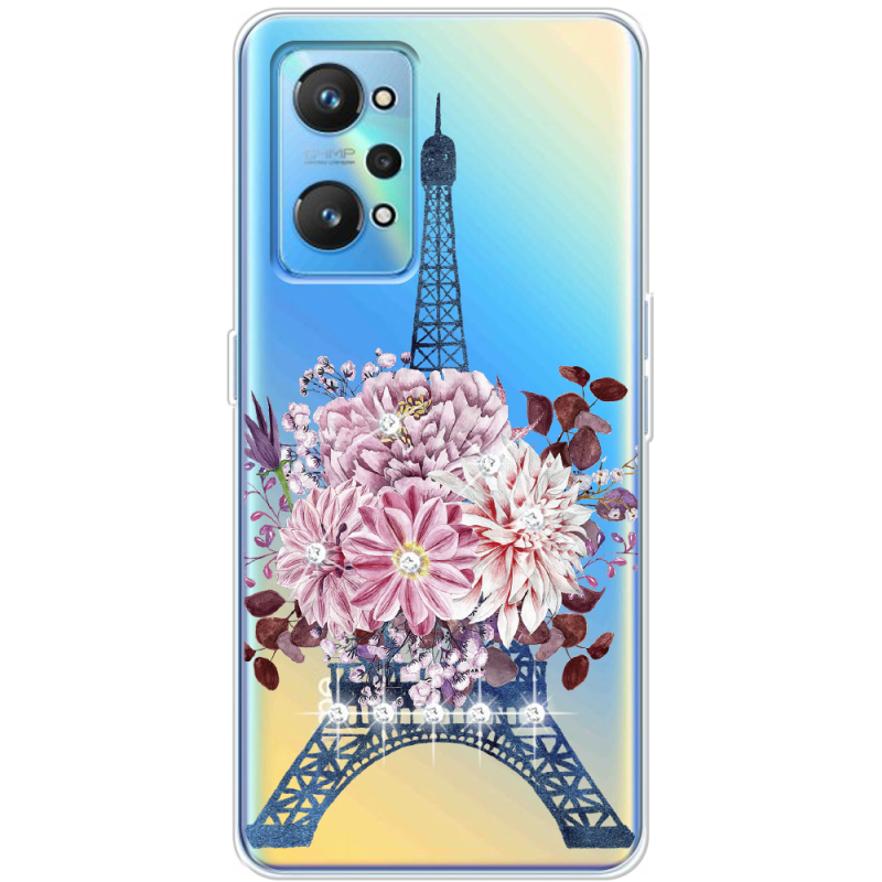Чехол со стразами Realme GT2 Eiffel Tower
