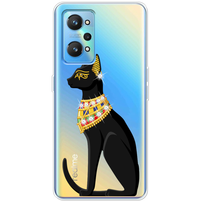 Чехол со стразами Realme GT2 Egipet Cat