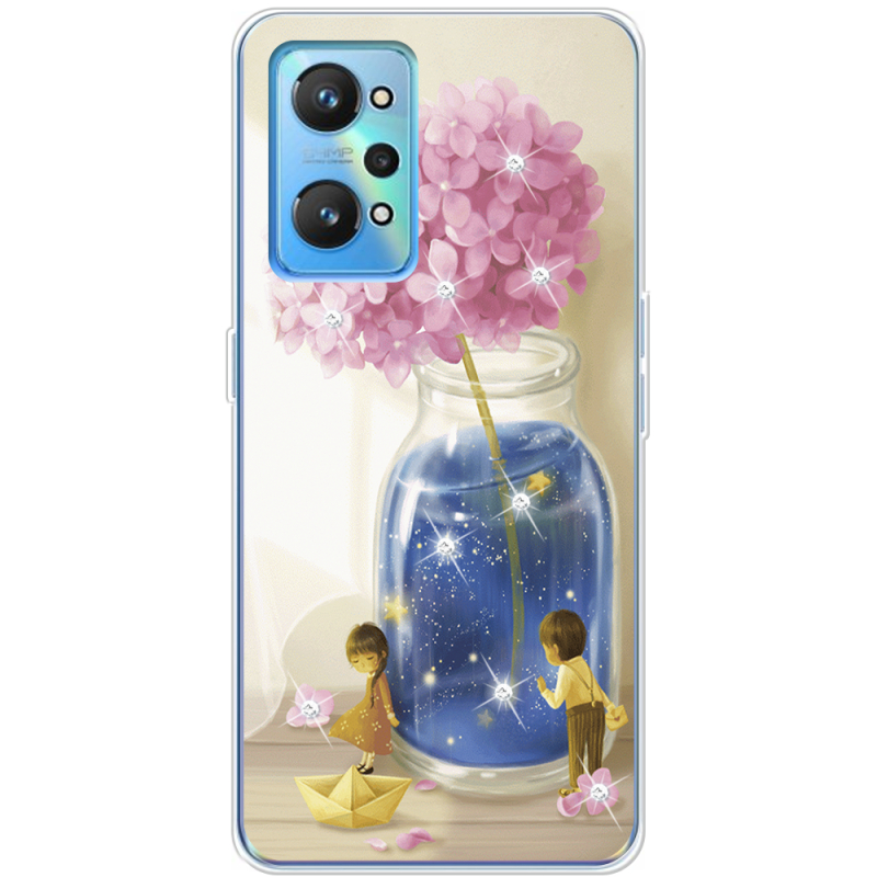 Чехол со стразами Realme GT2 Little Boy and Girl