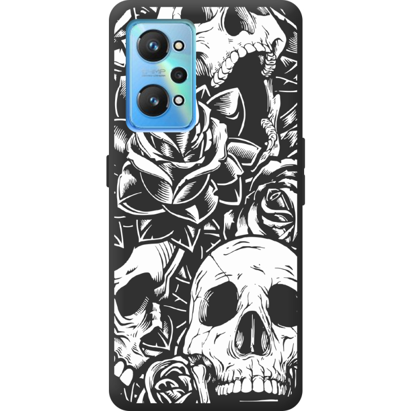 Черный чехол BoxFace Realme GT2 Skull and Roses