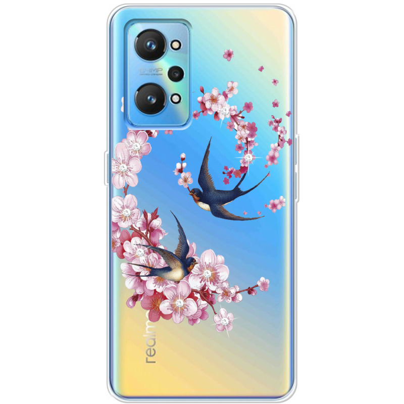 Чехол со стразами Realme GT Neo 2 Swallows and Bloom