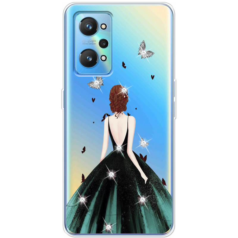 Чехол со стразами Realme GT Neo 2 Girl in the green dress