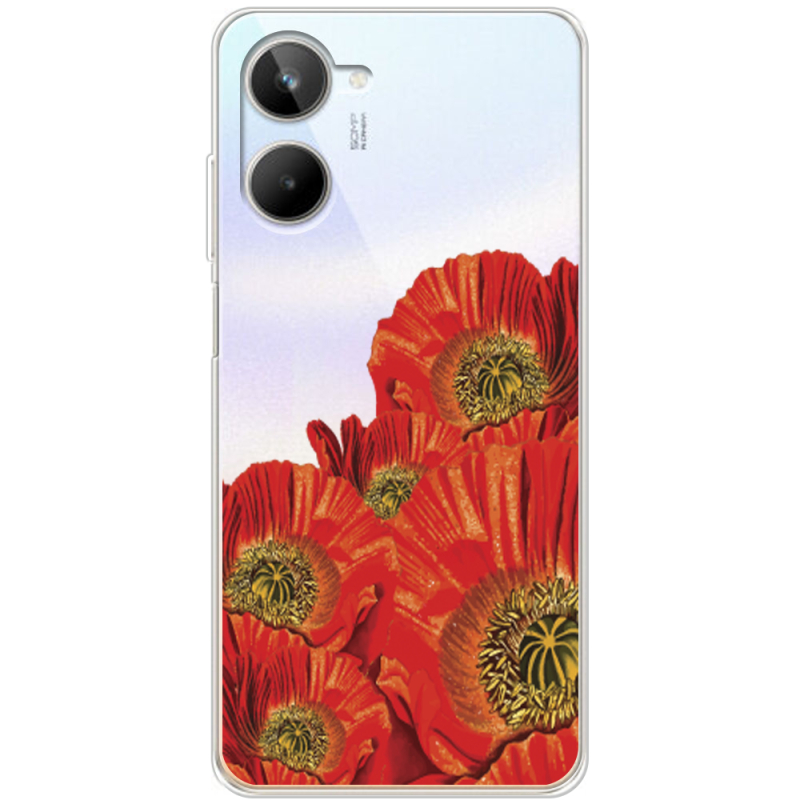 Прозрачный чехол BoxFace Realme 10 4G Red Poppies