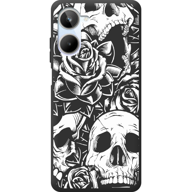 Черный чехол BoxFace Realme 10 4G Skull and Roses