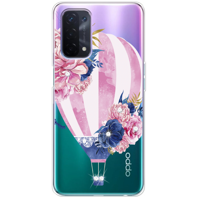 Чехол со стразами OPPO A54 5G Pink Air Baloon