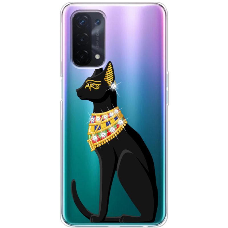 Чехол со стразами OPPO A54 5G Egipet Cat