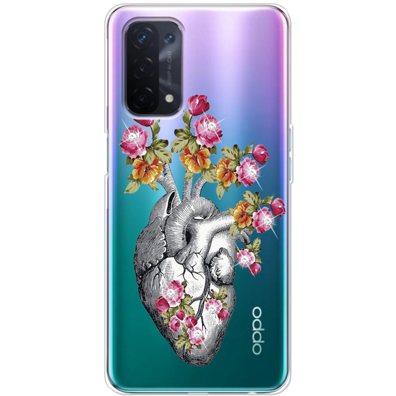 Чехол со стразами OPPO A54 5G Heart