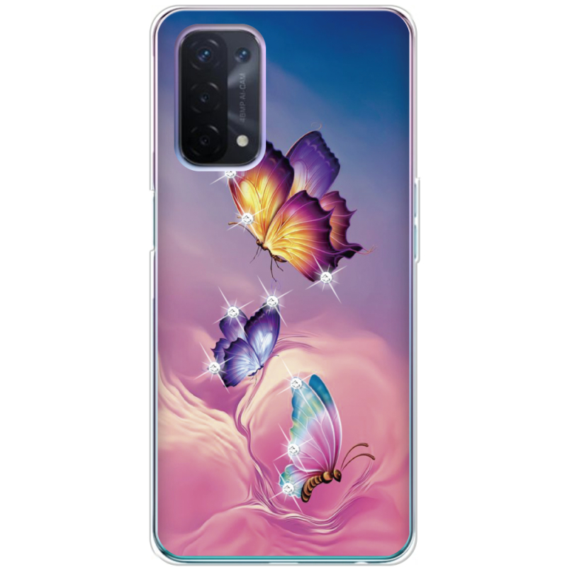 Чехол со стразами OPPO A54 5G Butterflies