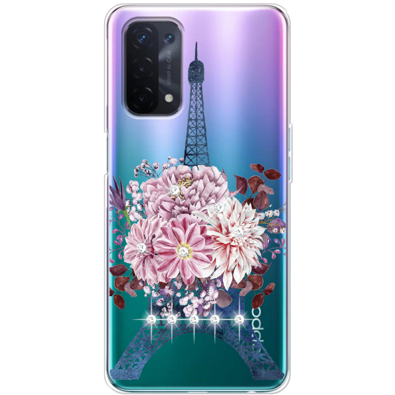 Чехол со стразами OPPO A74 5G Eiffel Tower