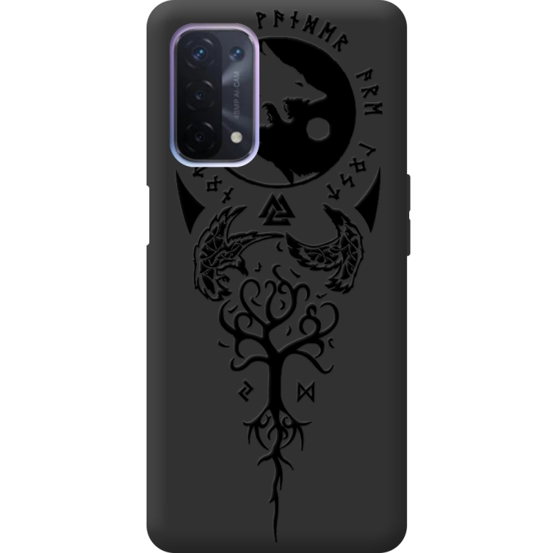 Черный чехол BoxFace OPPO A74 5G Hugin and Munin