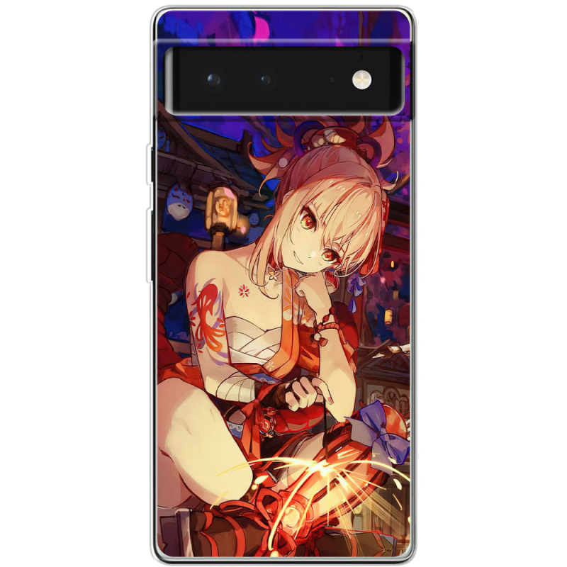 Чехол BoxFace Google Pixel 6 Genshin Ёимия с огоньком