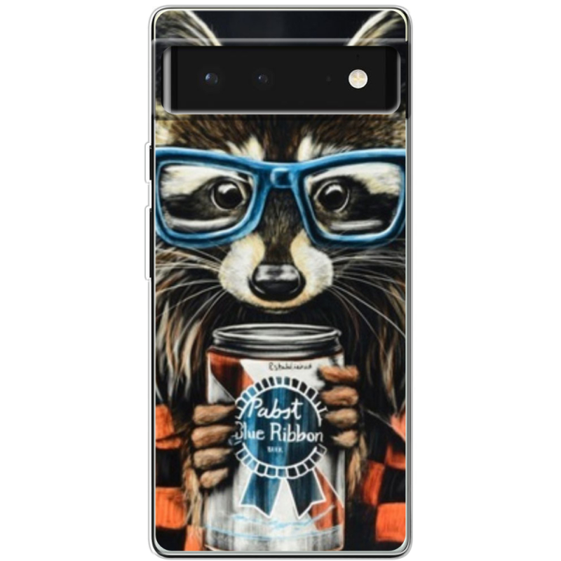 Чехол BoxFace Google Pixel 6 Енот с банкой