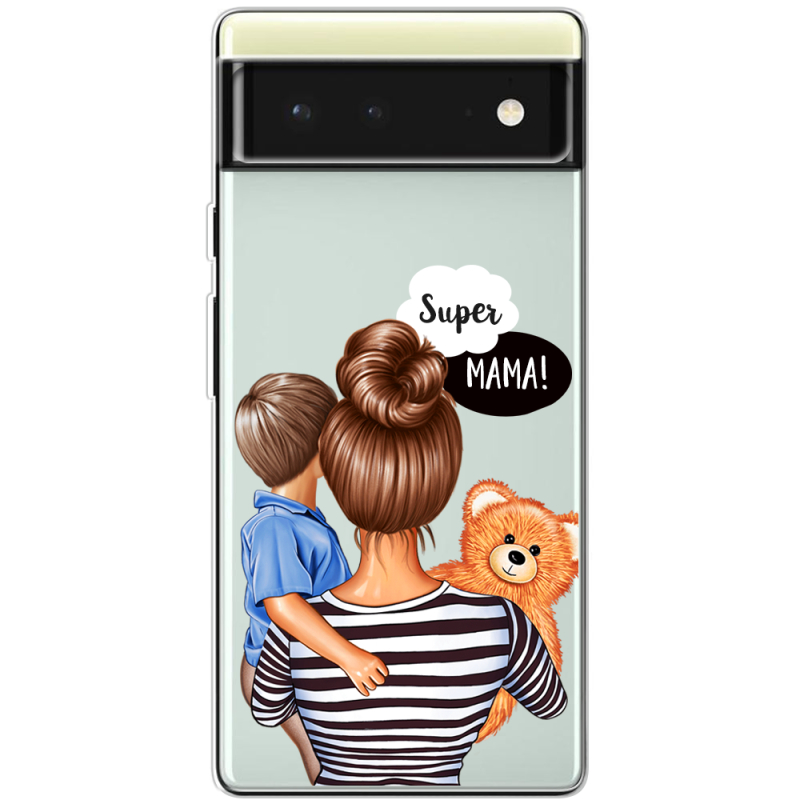 Прозрачный чехол BoxFace Google Pixel 6 Super Mama and Son