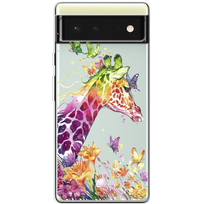 Прозрачный чехол BoxFace Google Pixel 6 Colorful Giraffe