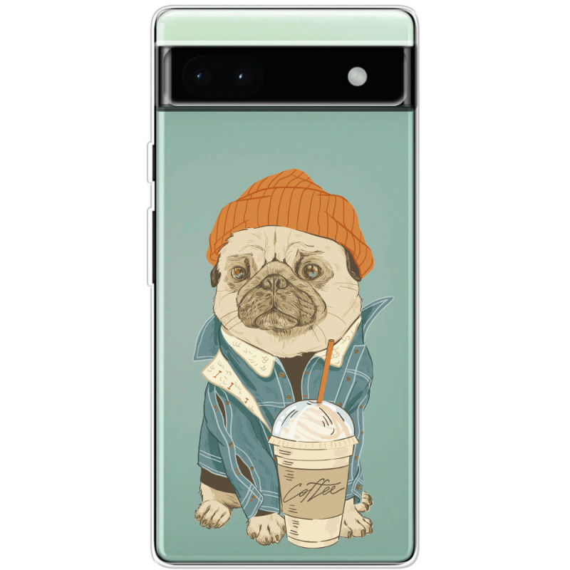 Прозрачный чехол BoxFace Google Pixel 6A Dog Coffeeman