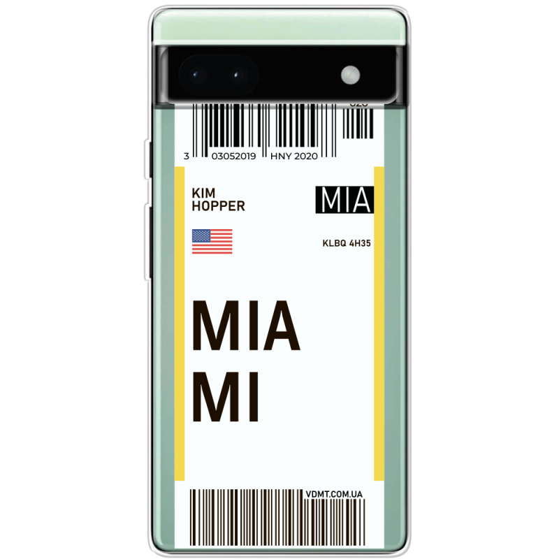 Прозрачный чехол BoxFace Google Pixel 6A Ticket Miami