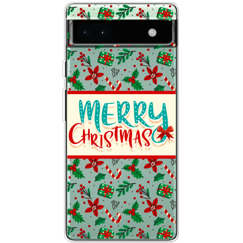 Прозрачный чехол BoxFace Google Pixel 6A Vintage Christmas Pattern