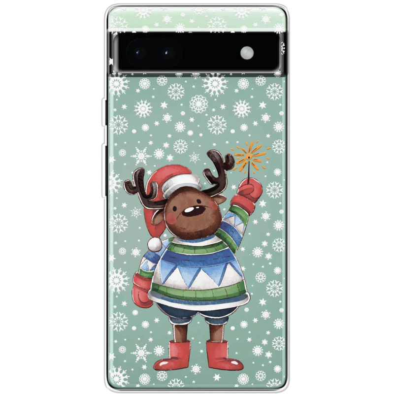 Прозрачный чехол BoxFace Google Pixel 6A Christmas Deer with Snow