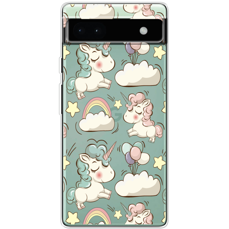 Прозрачный чехол BoxFace Google Pixel 6A Unicorns
