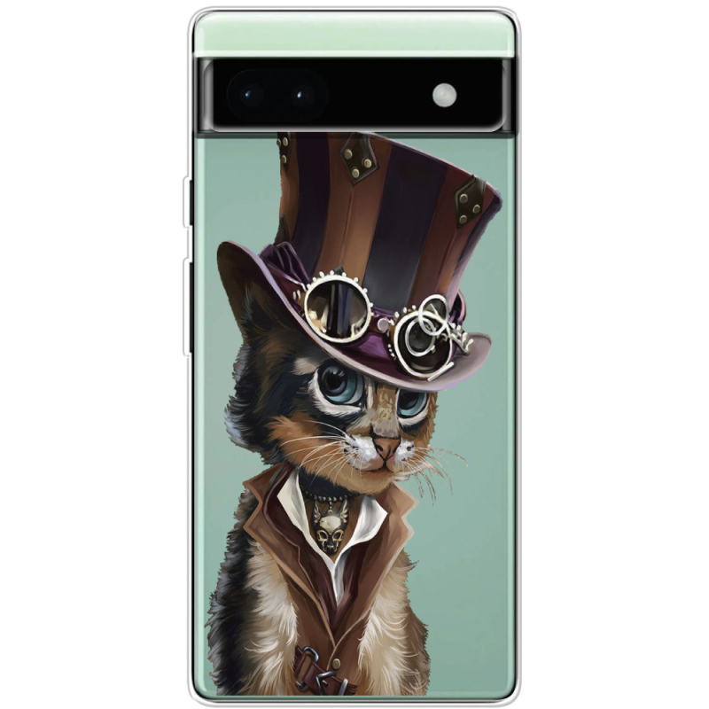 Прозрачный чехол BoxFace Google Pixel 6A Steampunk Cat