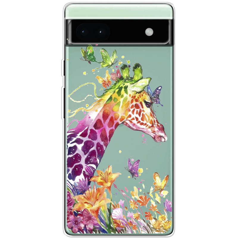 Прозрачный чехол BoxFace Google Pixel 6A Colorful Giraffe