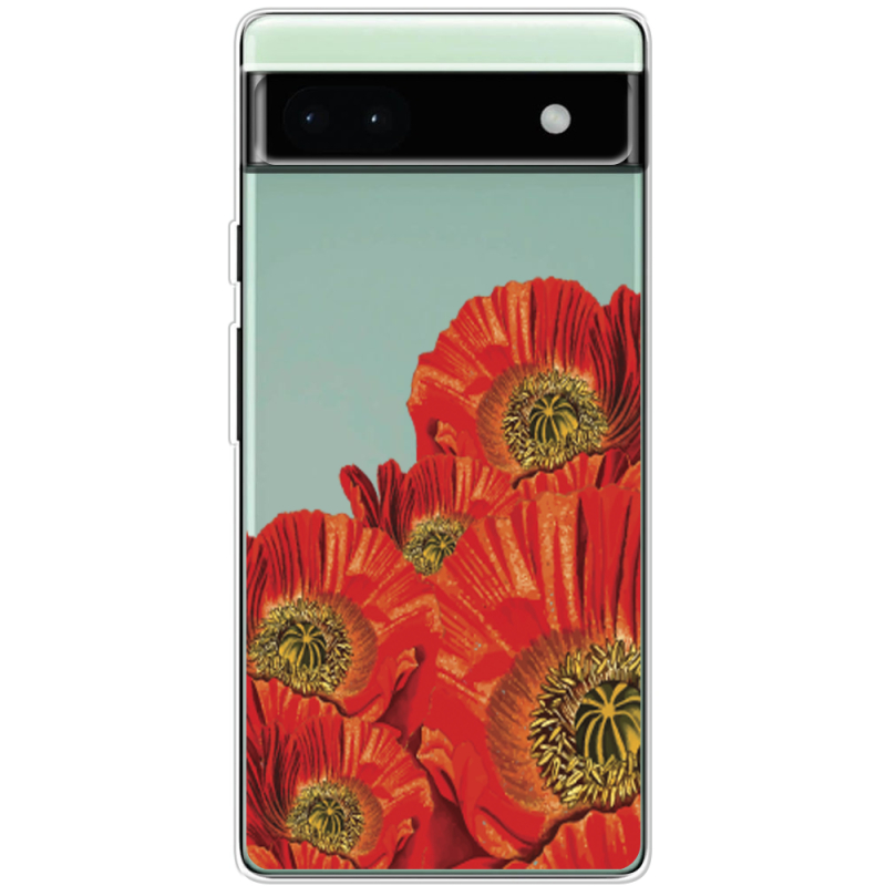 Прозрачный чехол BoxFace Google Pixel 6A Red Poppies